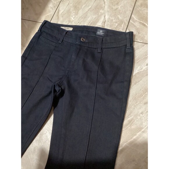 Adriano Goldschmied The Mia Pintuck Flare Dark Wash Jeans HEMMED Cropped 26 - Picture 4 of 10